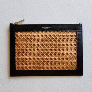 Small SAINT LAURENT YSL Rattan Pouch Clutch